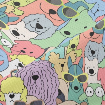 Dogs In Simple Colors Piqué