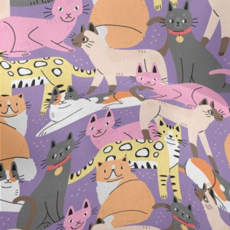 Elegant Colorful Cats Lightweight Performance Linen