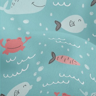 Whales And Fish Swimming In Th Lightweight Performance Linen