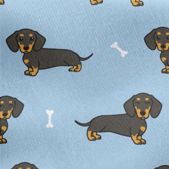 Long Cute Black Dachshund Jersey Backed Fleece