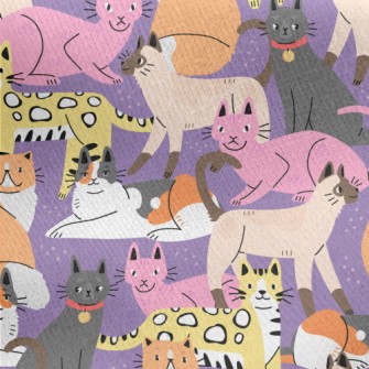 Elegant Colorful Cats Jersey Backed Fleece