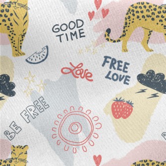 Cute Style Text And Leopard Jersey Backed Fleece