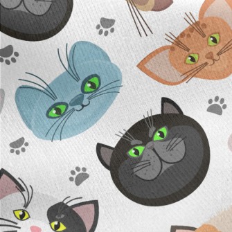 Big Eyes Cat Head Jersey Backed Fleece