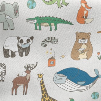 Animals Wearing Masks Jersey Backed Fleece