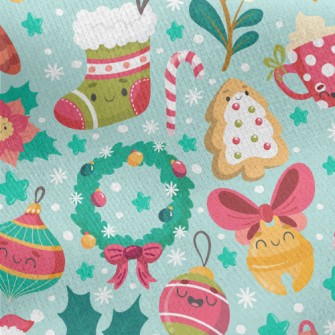 Happy Christmas Items Jersey Backed Fleece