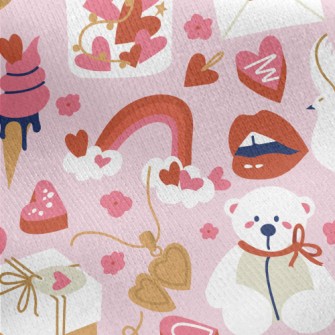 Pink And Happy Love And Desser Jersey Backed Fleece