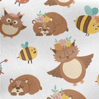 Brown Owl And Bear Jersey Backed Fleece