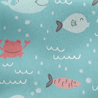 Whales And Fish Swimming In Th Jersey Backed Fleece