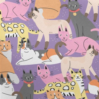 Elegant Colorful Cats Pongee