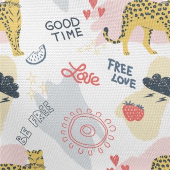 Cute Style Text And Leopard Pongee