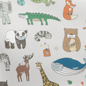 Animals Wearing Masks Pongee