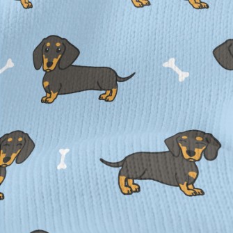Long Cute Black Dachshund Stretch Jersey