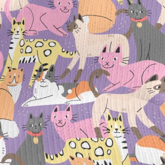 Elegant Colorful Cats Stretch Jersey