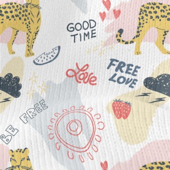 Cute Style Text And Leopard Stretch Jersey