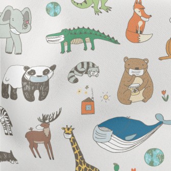 Animals Wearing Masks Lightweight Cotton Poplin