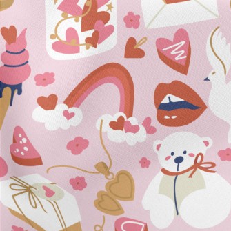 Pink And Happy Love And Desser Lightweight Cotton Poplin