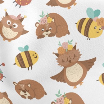 Brown Owl And Bear Lightweight Cotton Poplin