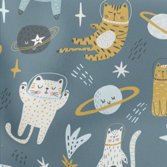Cat Floating In Space Lightweight Cotton Poplin