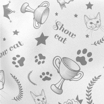 Realistic Line Drawing Of Cat Lightweight Cotton Poplin