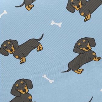 Long Cute Black Dachshund Midweight Cotton Poplin