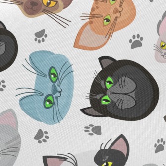 Big Eyes Cat Head Midweight Cotton Poplin