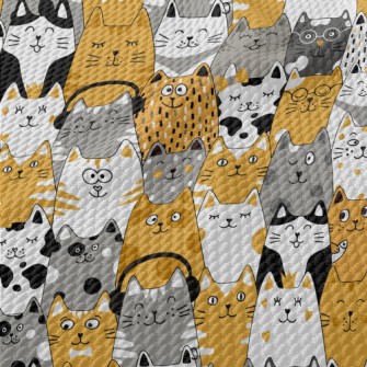 Cute And Silly Cat Birdseye Piqué