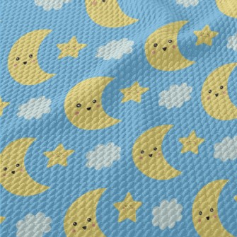 Happy Moon And Stars Birdseye Piqué