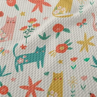 Noble And Elegant Floral Cat Birdseye Piqué