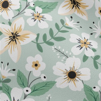 Colorful White Flowers And Gre Chiffon