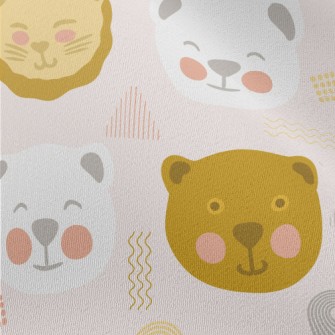 Doodle Cute Bear And Lion Chiffon
