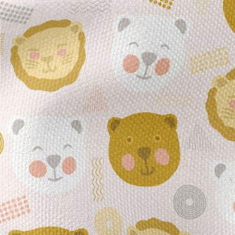 Doodle Cute Bear And Lion Waterproof Canvas