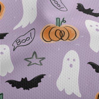 Hand Drawn Doodle Ghost And Pu Athletic Mesh Flat Back