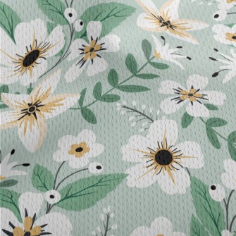 Colorful White Flowers And Gre Athletic Mesh Flat Back