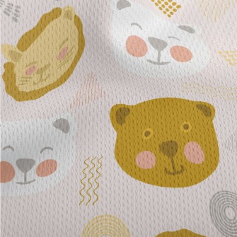 Doodle Cute Bear And Lion Athletic Mesh Flat Back