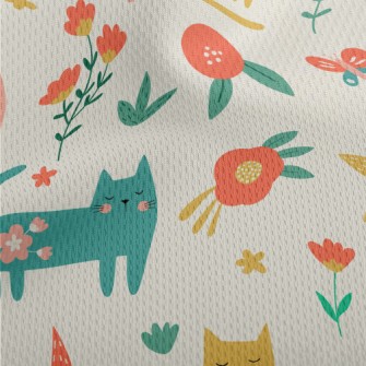 Noble And Elegant Floral Cat Athletic Mesh Flat Back