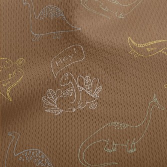 Cute Dinosaurs With Simple Lin Athletic Mesh Flat Back