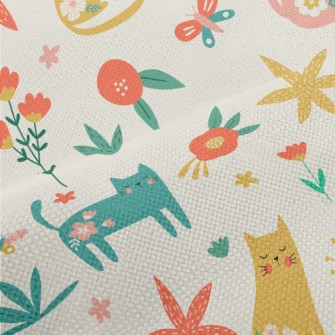 Noble And Elegant Floral Cat Performance Linen