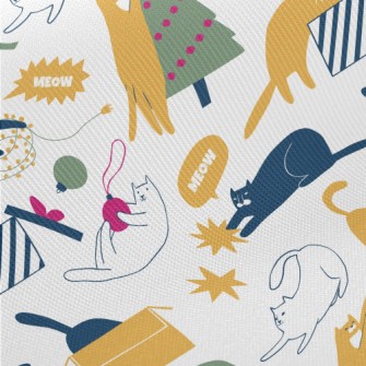 Simple Color Block Line Cat Twill