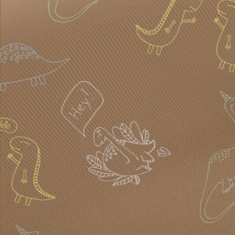Cute Dinosaurs With Simple Lin Twill