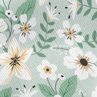 Colorful White Flowers And Gre Standard Corduroy