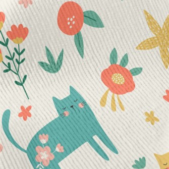 Noble And Elegant Floral Cat Standard Corduroy