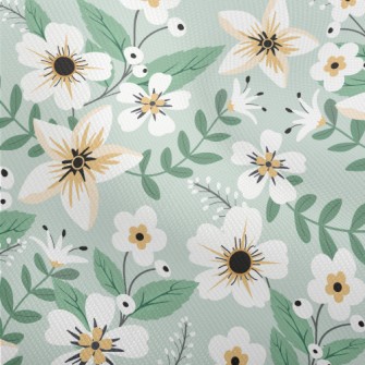 Colorful White Flowers And Gre Dobby