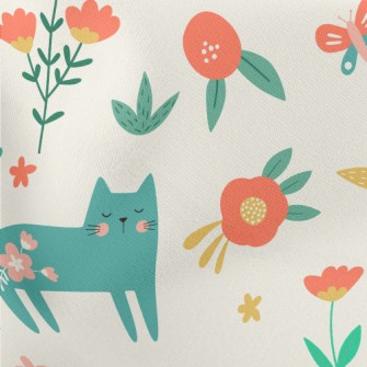Noble And Elegant Floral Cat Stretch Ponte