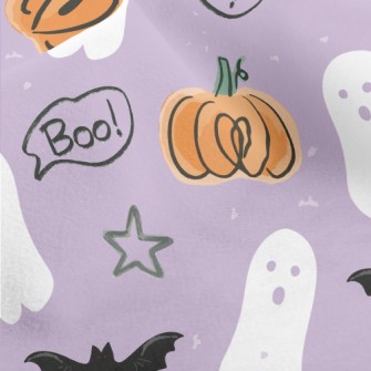 Hand Drawn Doodle Ghost And Pu Micro Fleece