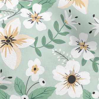 Colorful White Flowers And Gre Micro Fleece