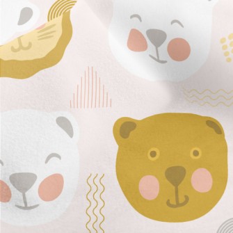 Doodle Cute Bear And Lion Micro Fleece