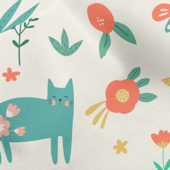 Noble And Elegant Floral Cat Micro Fleece