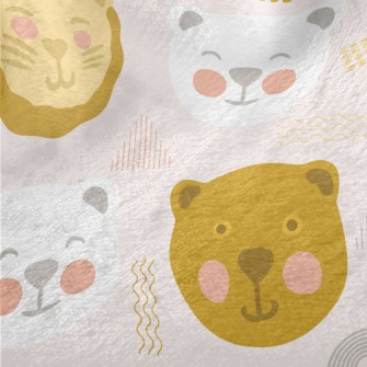 Doodle Cute Bear And Lion Minky