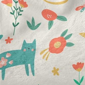 Noble And Elegant Floral Cat Minky