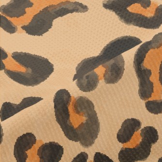 Watercolor Style Floral Leopar Piqué